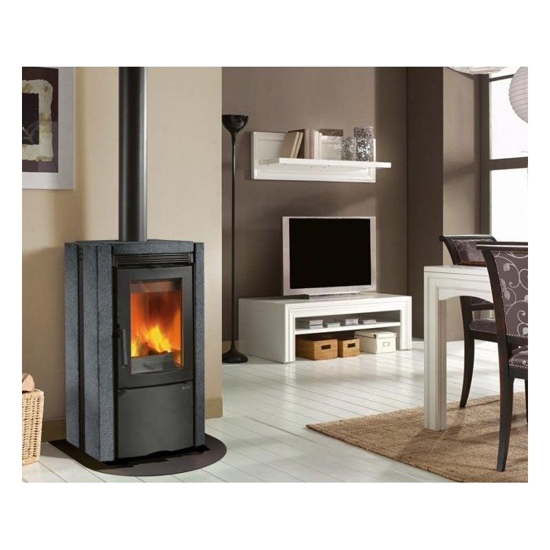 Poêle à bois avec Four Nordica Extraflame Ester Evo 9.5kW pierre Naturelle