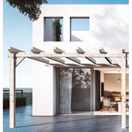 Lean-to pergola in raw wood Sevilla 5x4m 20m2