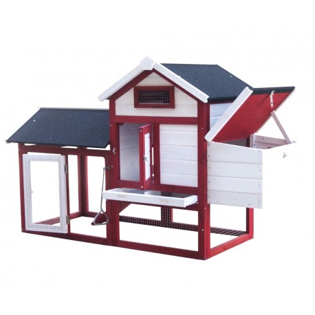 Poulailler couvert de Jardin en bois 2-3 Poules Habrita 0.94m2 bi-corps