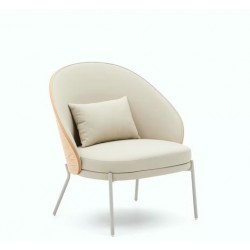 Beige synthetic leather armchair with metal legs Amy VeryForma