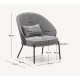 Lichtgrijze chenille fauteuil met zwarte metalen poten Amy VeryForma