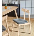 Set of 4 May VeryForma Natural Solid Wood Chairs and Dark Grey Cushion