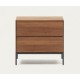 Walnut Wood and Black Steel Bedside Table 60x55 Rana VeryForma