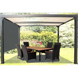 Bioclimatic pergola anthracite aluminium 10,80m2 with curtain Habrita