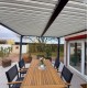 Pérgola bioclimática aluminio antracita 10,80m2 con cortina Habrita