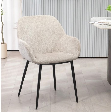 Set of 2 Dining Chairs Ibis Fabric Chenille Taupe Metal Legs VeryForma